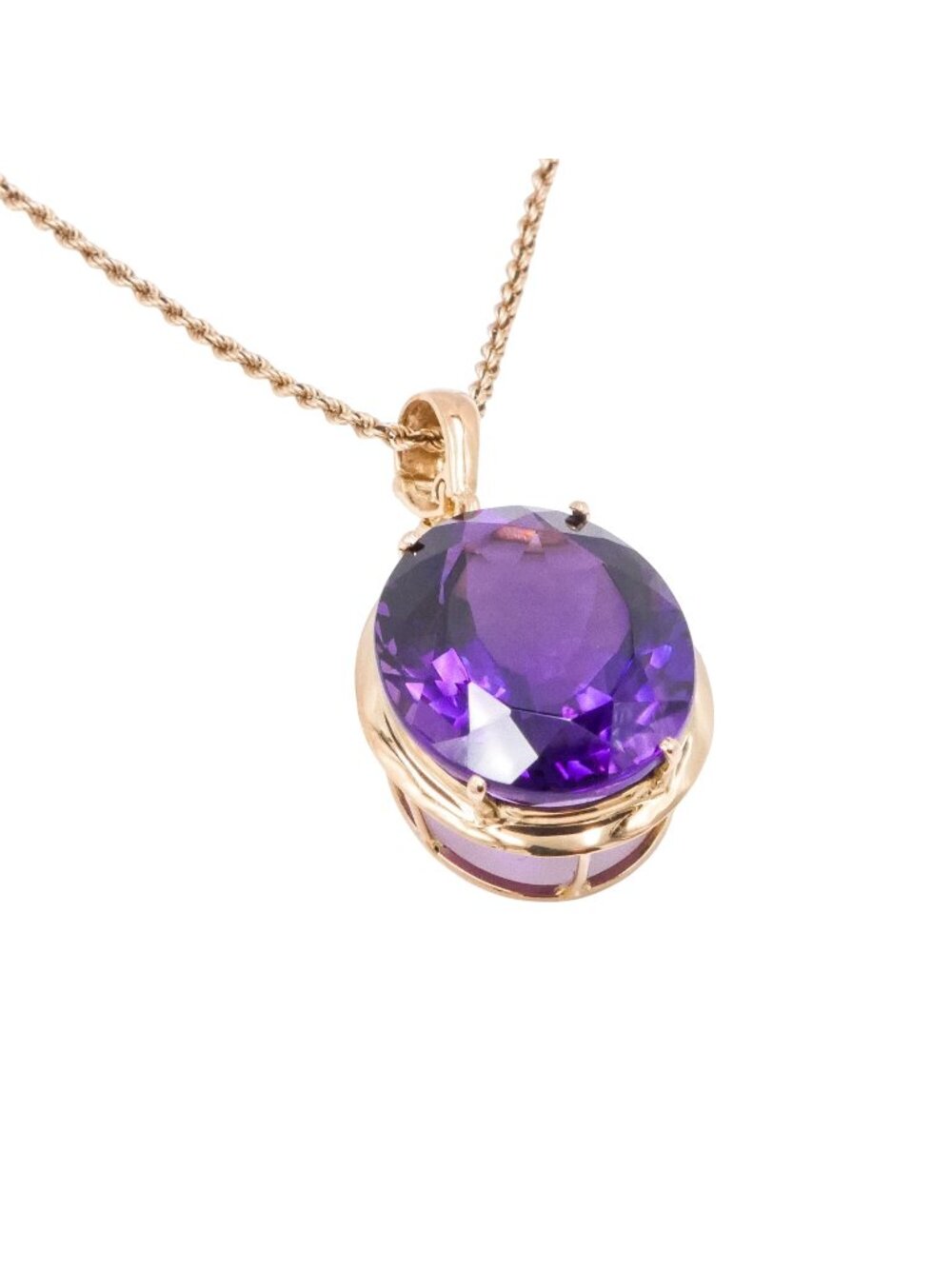 14K Yellow Gold 25 Carat Deep Purple Amethyst Enhancer Pendant